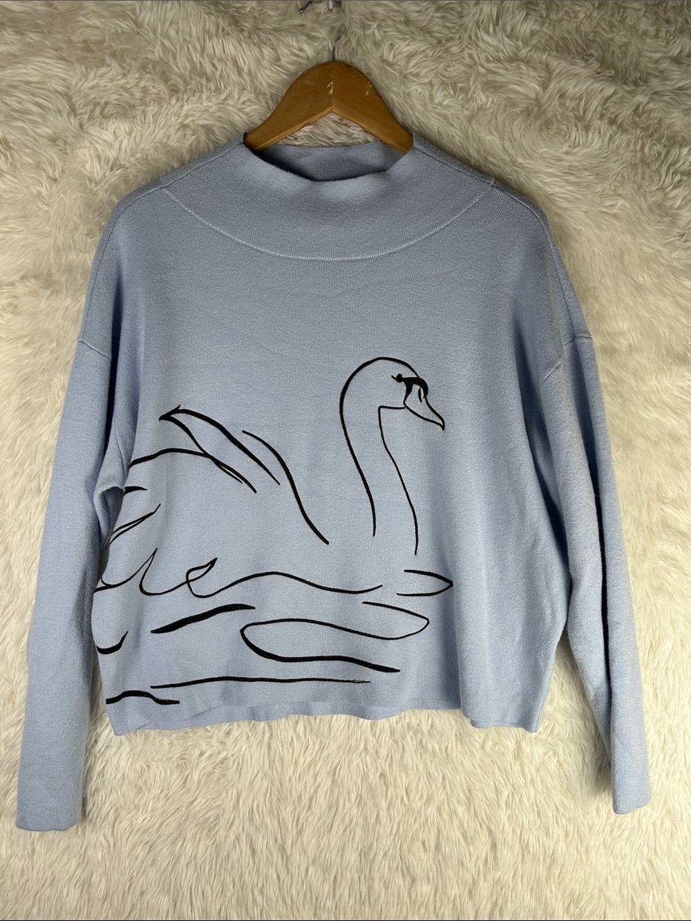 Maeve Carys Swan Light Blue Graphic Women's Sweater